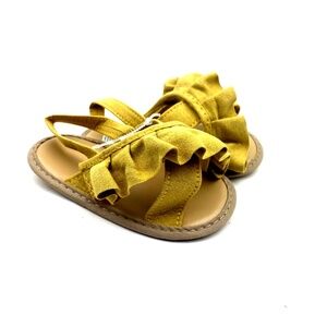 Baby Sandal Shoes Size 2 Mustard Yellow Heel Strap Fabric Summer Children